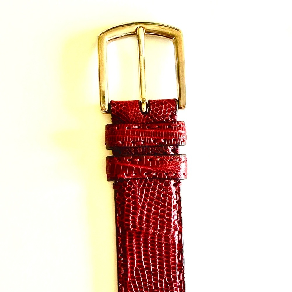 Genuine Lizard Belt with Gold Buckle